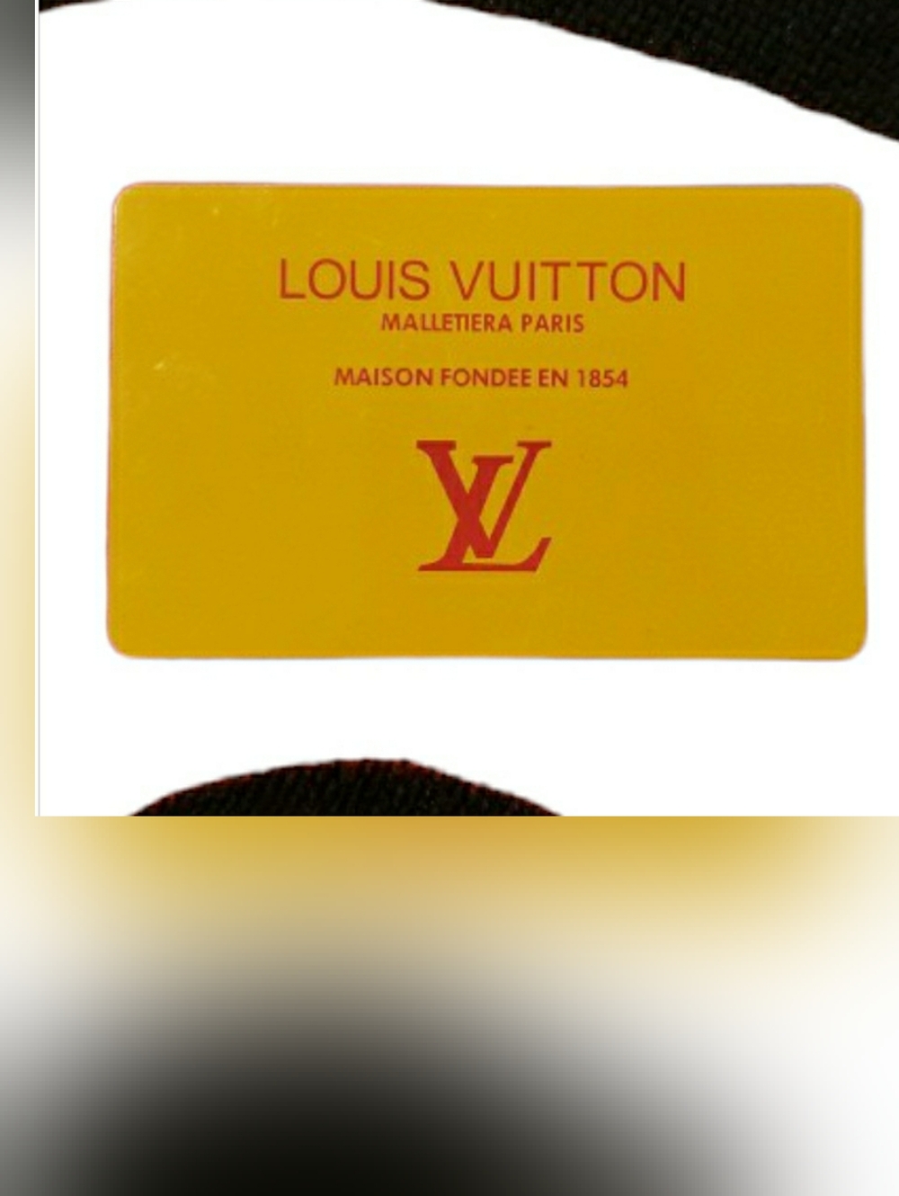 Louis Vuitton Yellow Authentication Card with Black Text
